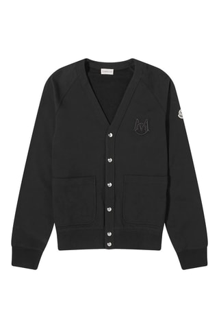 Cárdigan Tonal Logo - Moncler - Negro