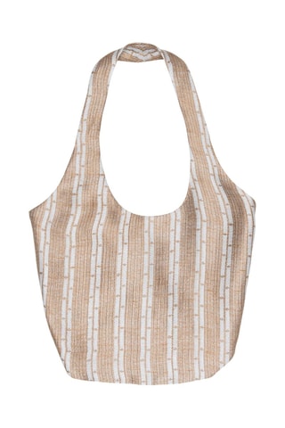 Crop top de lino y seda - Armani Collezioni - Marrón y gris