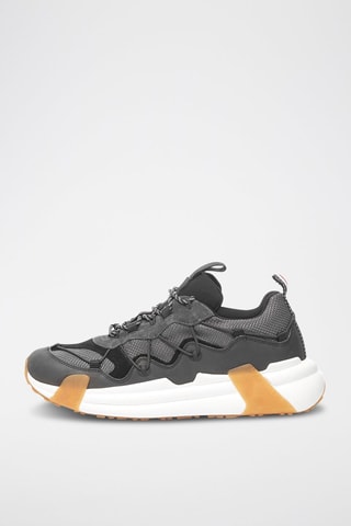 Zapatillas de piel con plataforma Compassor - Moncler - Gris y blanco