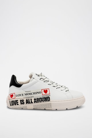 Zapatillas de piel con plataforma - Love Moschino - Blanco