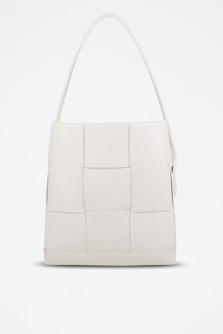 Bolso saco de piel bovina  -  Bottega Veneta - Blanco y plateado