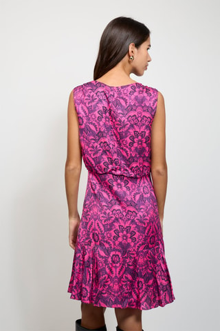 Vestido cruzado sin mangas - Fucsia
