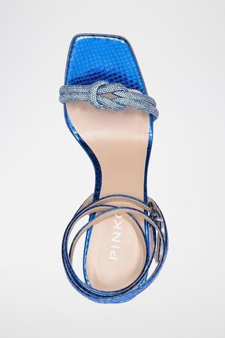 Sandalias de piel caprina de tacón - Azul