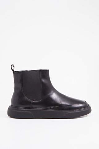 Botines altos de piel - Negro