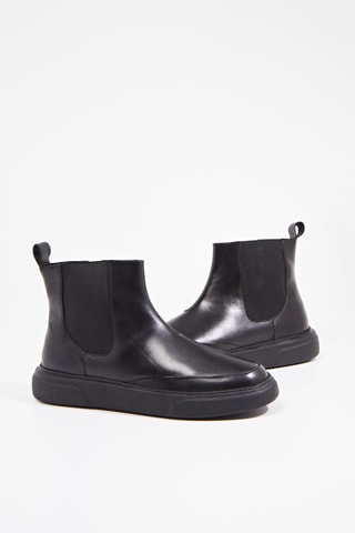 Botines altos de piel - Negro