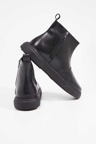 Botines altos de piel - Negro