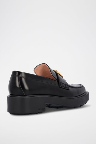 Mocasines de piel bovina de tacón - Negro y dorado