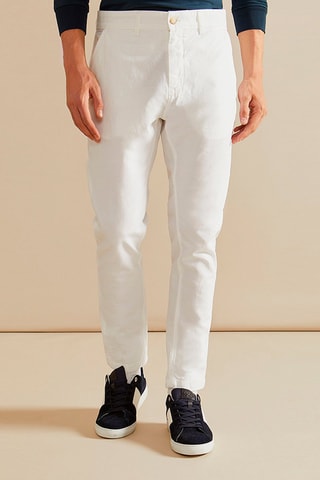 Pantalón chino de lino - Blanco