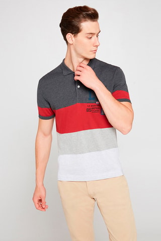 Polo - La Martina - Gris oscuro y rojo