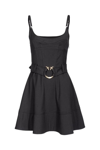 Vestido evasé de lana - Negro