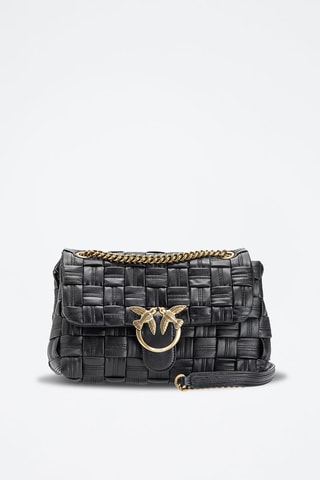 Bolso Classic Puff Weave - Negro y dorado