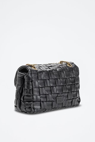 Bolso Classic Puff Weave - Negro y dorado