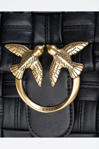 Bolso Classic Puff Weave - Negro y dorado