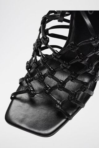 Sandalias de piel de tacón - Negro
