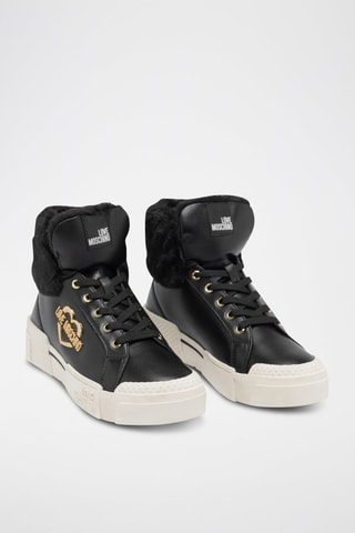 Zapatillas altas de piel - Moschino - Negro