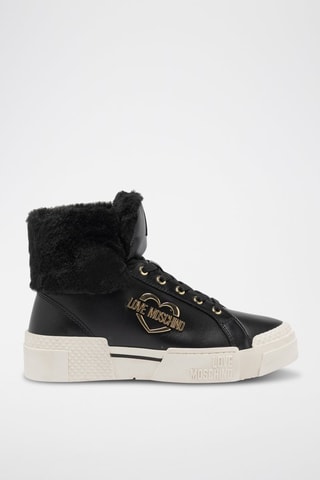 Zapatillas altas de piel - Moschino - Negro