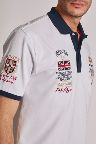 Polo - La Martina - Blanco y azul marino