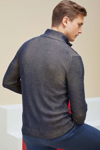 Cárdigan slim fit - Incotex - Azul marino