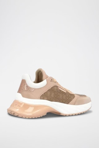 Zapatillas de piel con plataforma - Blanco y beige
