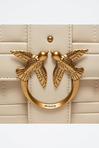 Bandolera de piel ovina - Beige y dorado