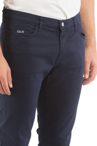 Pantalón slim fit - Azul marino y blanco