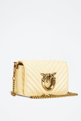 Bandolera de piel y piel ovina - Beige y dorado