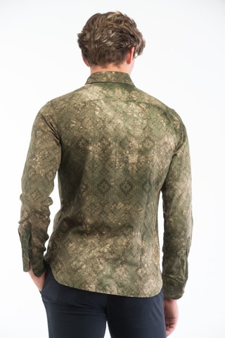 Camisa regular fit - Incotex - Beige y verde