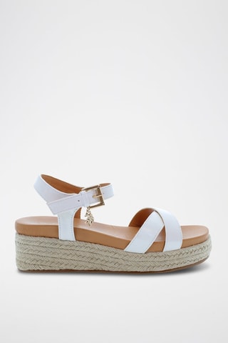 Sandalias de cuña Astrid - Beige y blanco