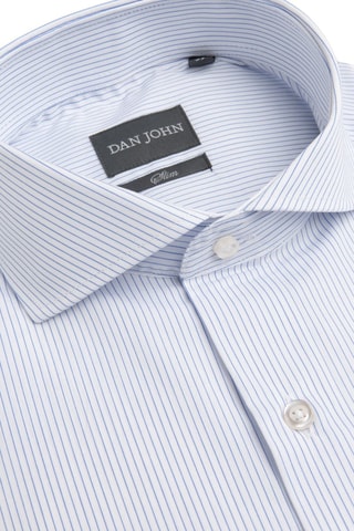 Camisa slim fit - Blanco y azul