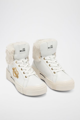 Zapatillas altas de piel - Love Moschino - Blanco