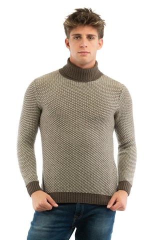 Jersey de lana y cachemir - Caqui y blanco