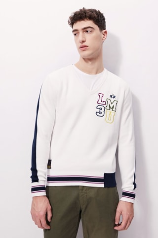 Sudadera - La Martina - Blanco y azul marino