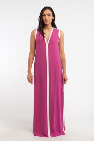 Vestido largo de seda - Harmont & Blaine - Blanco y rosa