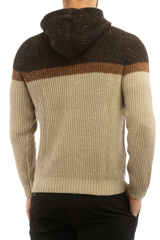 Cárdigan con capucha - Dan John - Negro, beige y marrón