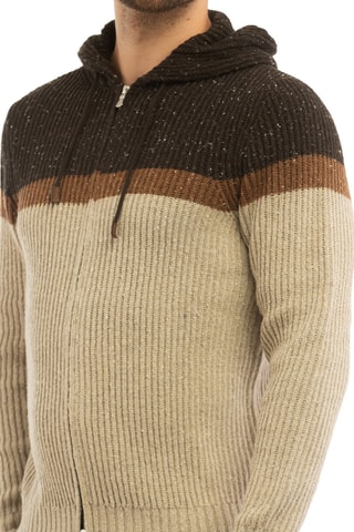 Cárdigan con capucha - Dan John - Negro, beige y marrón