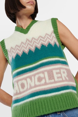 Chaleco de lana - Moncler - Blanco, verde y rosa