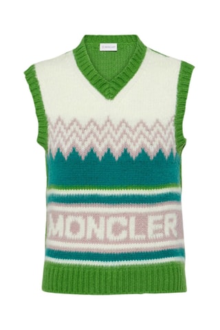 Chaleco de lana - Moncler - Blanco, verde y rosa