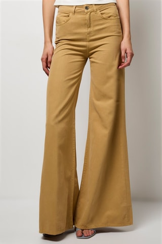 Pantalón palazzo de tiro alto - Camel