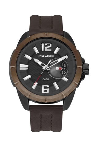 Montre à quartz en cuir - Marron et noir
