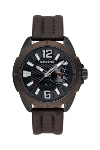 Montre à quartz en cuir - Marron et noir