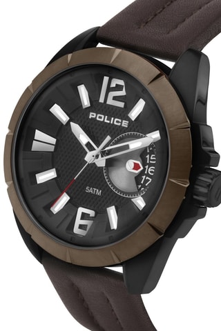 Montre à quartz en cuir - Marron et noir