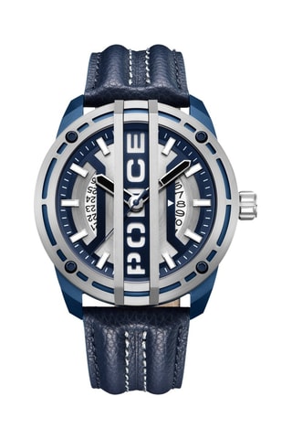 Montre à quartz en cuir - Argenté et bleu