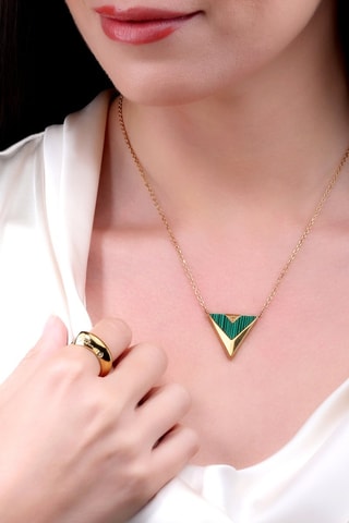 Collier doré à l'or jaune - Malachite