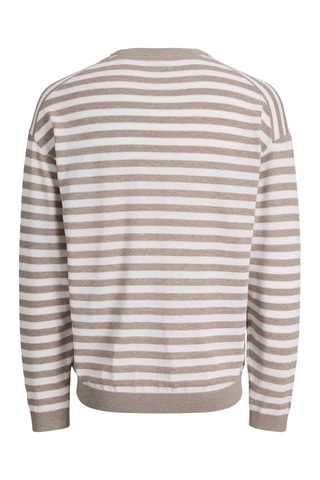 Pull relaxed en coton biologique - Beige et blanc