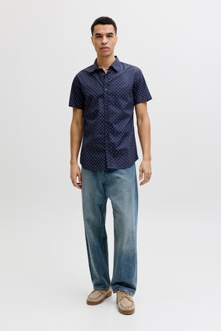Chemise slim en coton biologique - Bleu marine