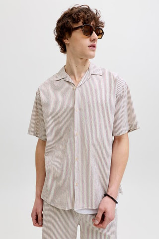 Chemise loose - Beige et écru