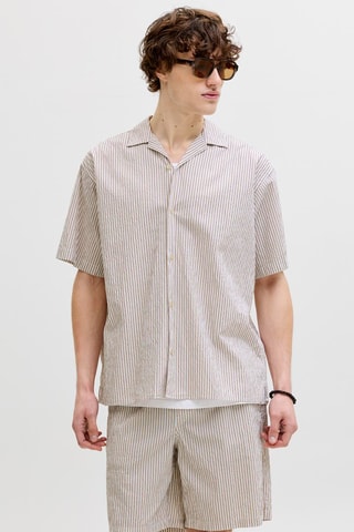 Chemise loose - Beige et écru