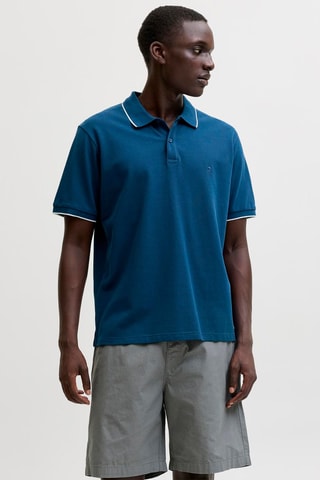 Polo regular en coton biologique - Bleu foncé