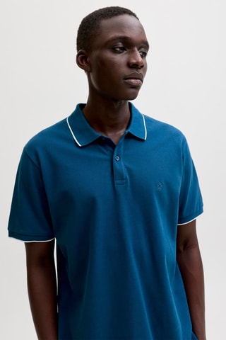 Polo regular en coton biologique - Bleu foncé