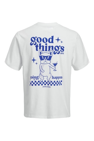 T-shirt relaxed - Blanc et indigo